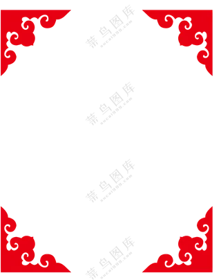 红色边框装饰花角元素免抠图片素材