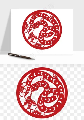 十二生肖剪纸中式纹样图案png免抠