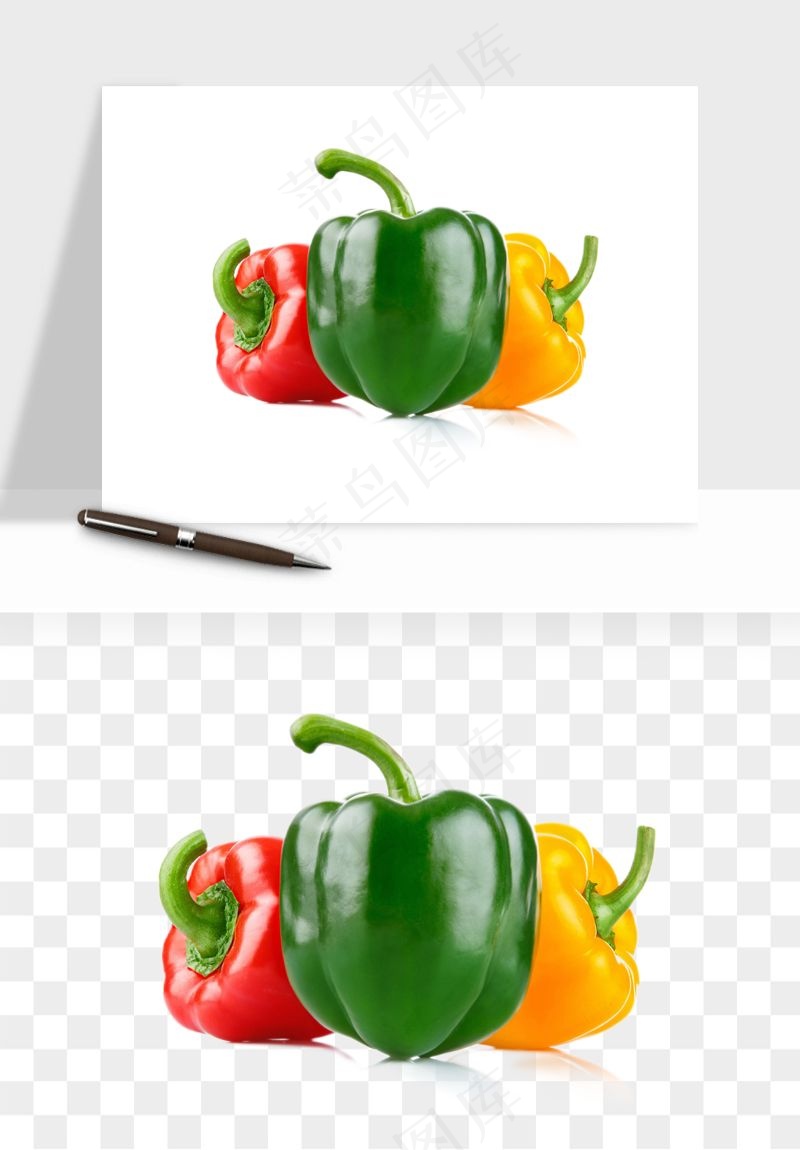 青圆椒蔬菜png免抠