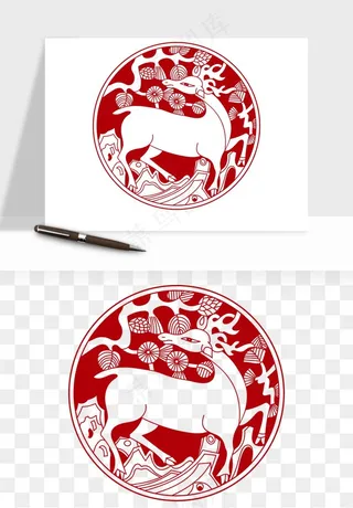 传统窗花剪纸图案png免抠