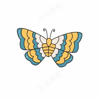 黄蓝色系蝴蝶元素 儿童简笔画