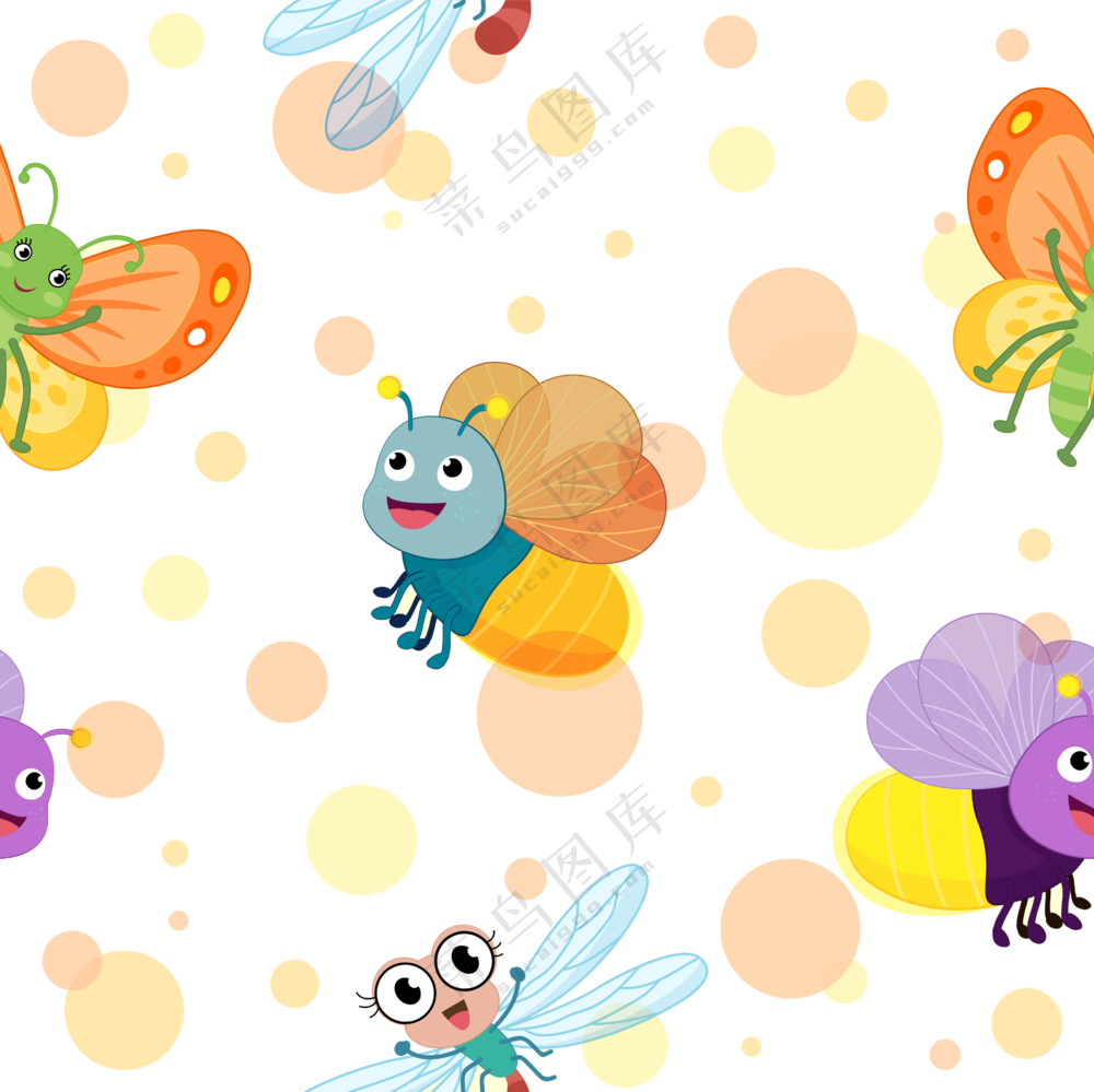 圆点装饰的卡通小蜜蜂图案免抠素材