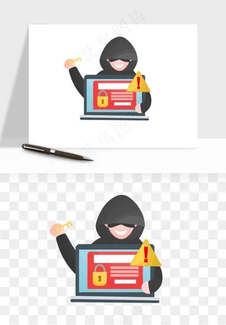 卡通小偷黑客png免抠