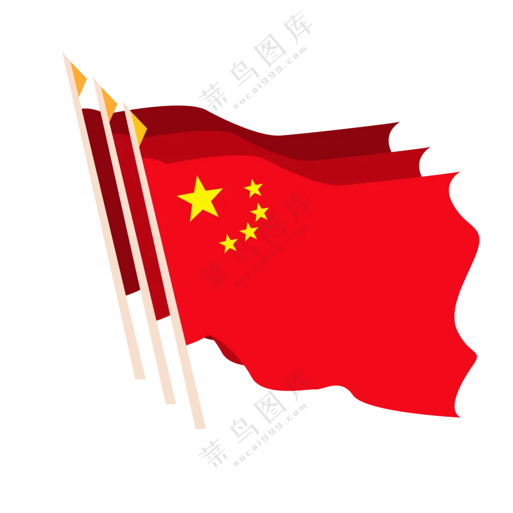 三面风吹飘扬效果红旗免抠图片素材