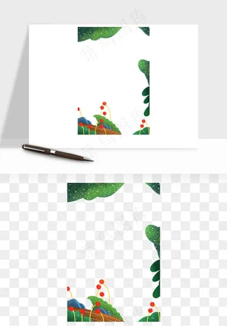 植物花卉边框装饰png免抠