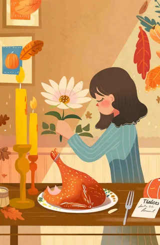 感恩节宣传插画海报背景