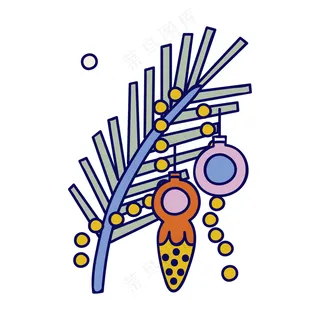 冬青枝 圣诞装饰2 民族风装饰小元素