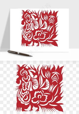 传统窗花剪纸图案png免抠