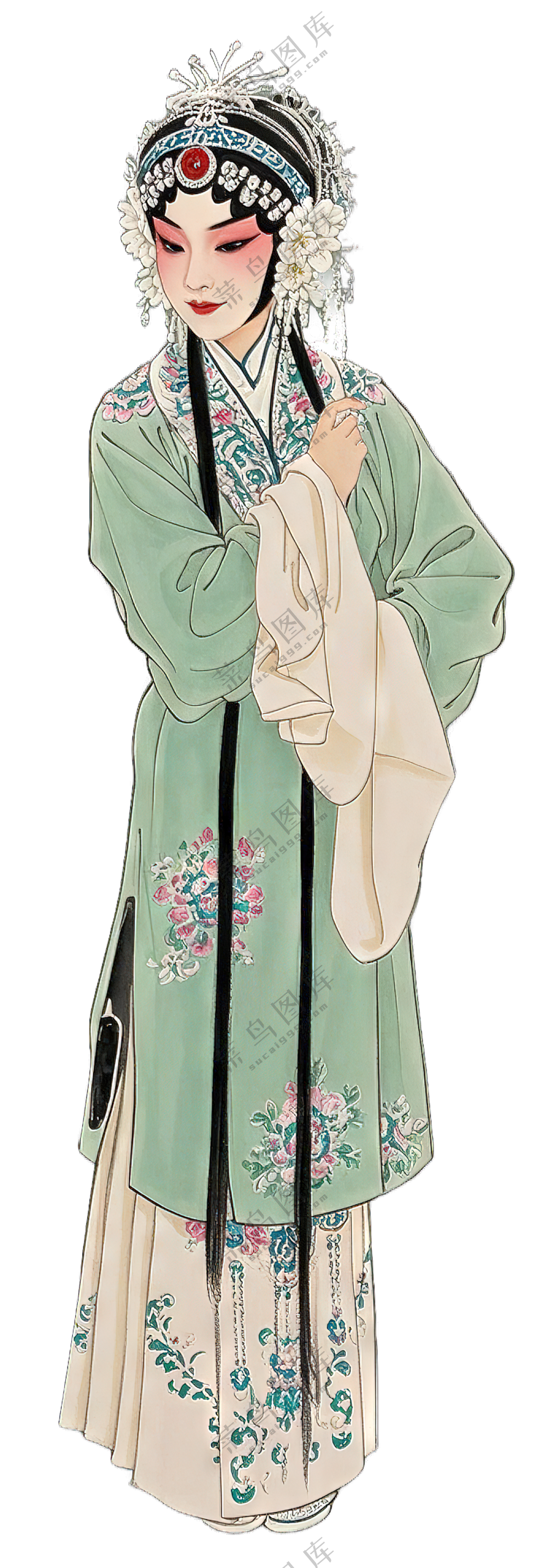 免抠工笔画中国画京剧青衣人物