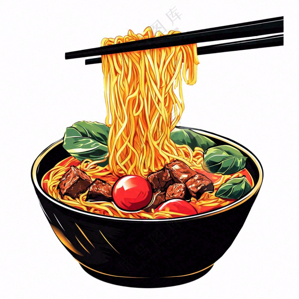 红烧牛肉面香辣美食插画免抠