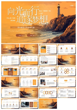 橙色励志商务风工作总结汇报PPT模板预览图