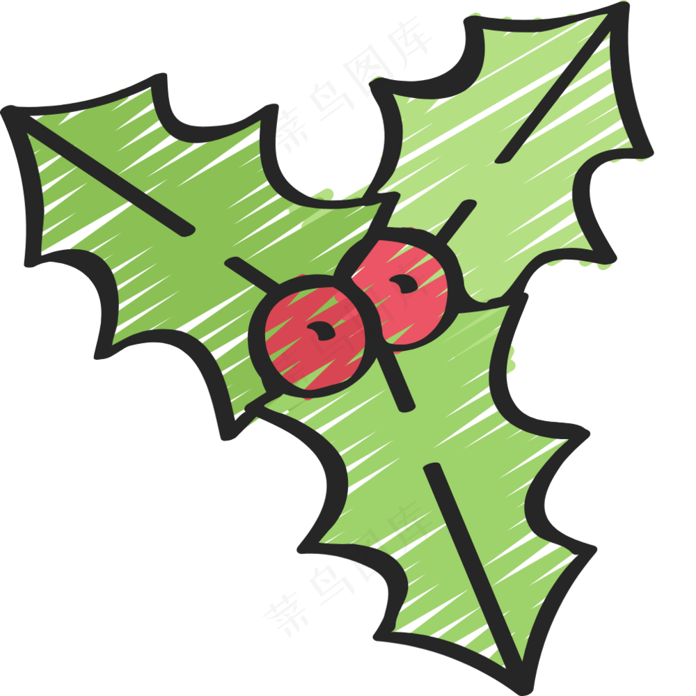 圣诞节槲寄生 铅笔手绘图标icon