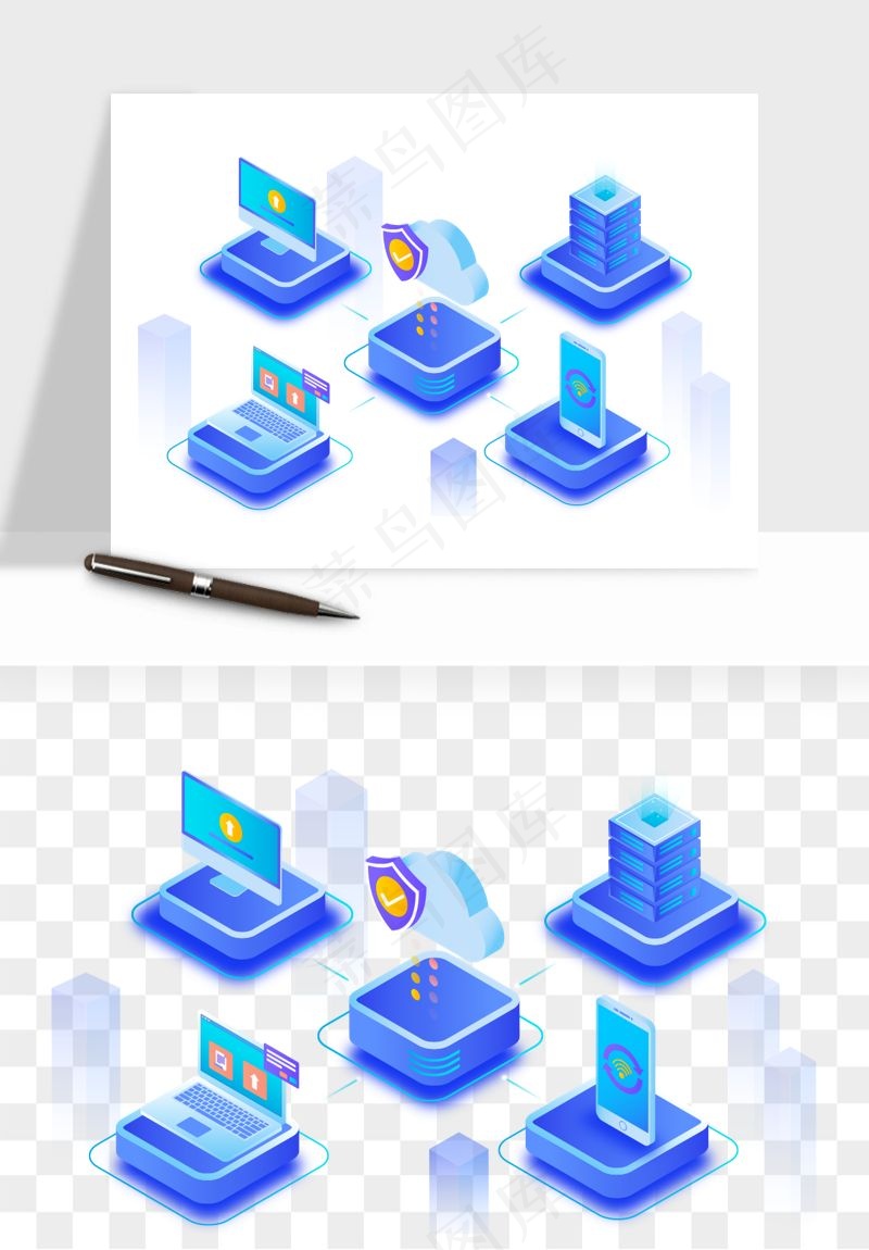 立体2.5d科技商务png免抠