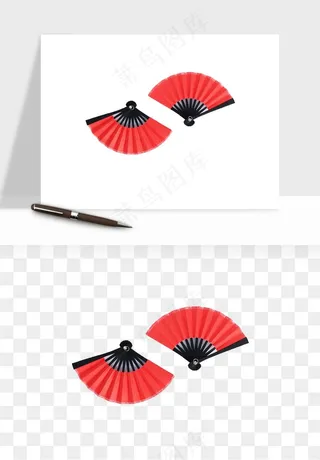 古风扇子元素png免抠