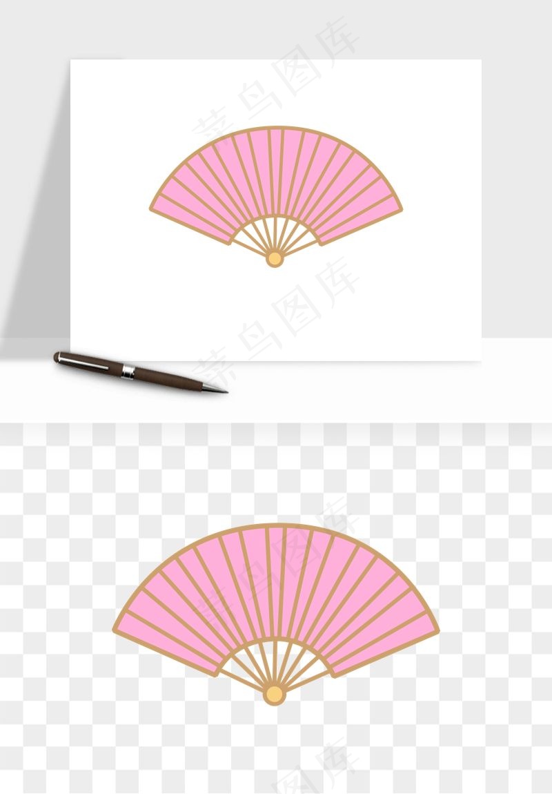 古风扇子元素png免抠