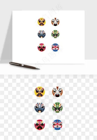 手绘戏剧脸谱卡通面具png免抠