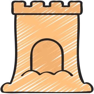 沙堡 沙滩堡垒 铅笔手绘图标icon