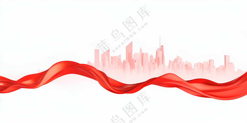 红色建筑丝带背景