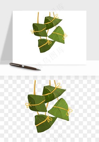 国潮粽子手绘肉粽png免抠