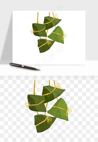 国潮粽子手绘肉粽png免抠