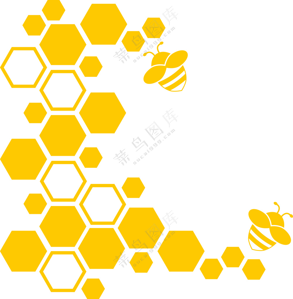 蜂蜜抽象背景与蜂房和蜜蜂矢量图