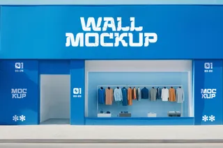 商场超市外墙门店门头招牌贴图海报店铺店招橱窗logo样机-12