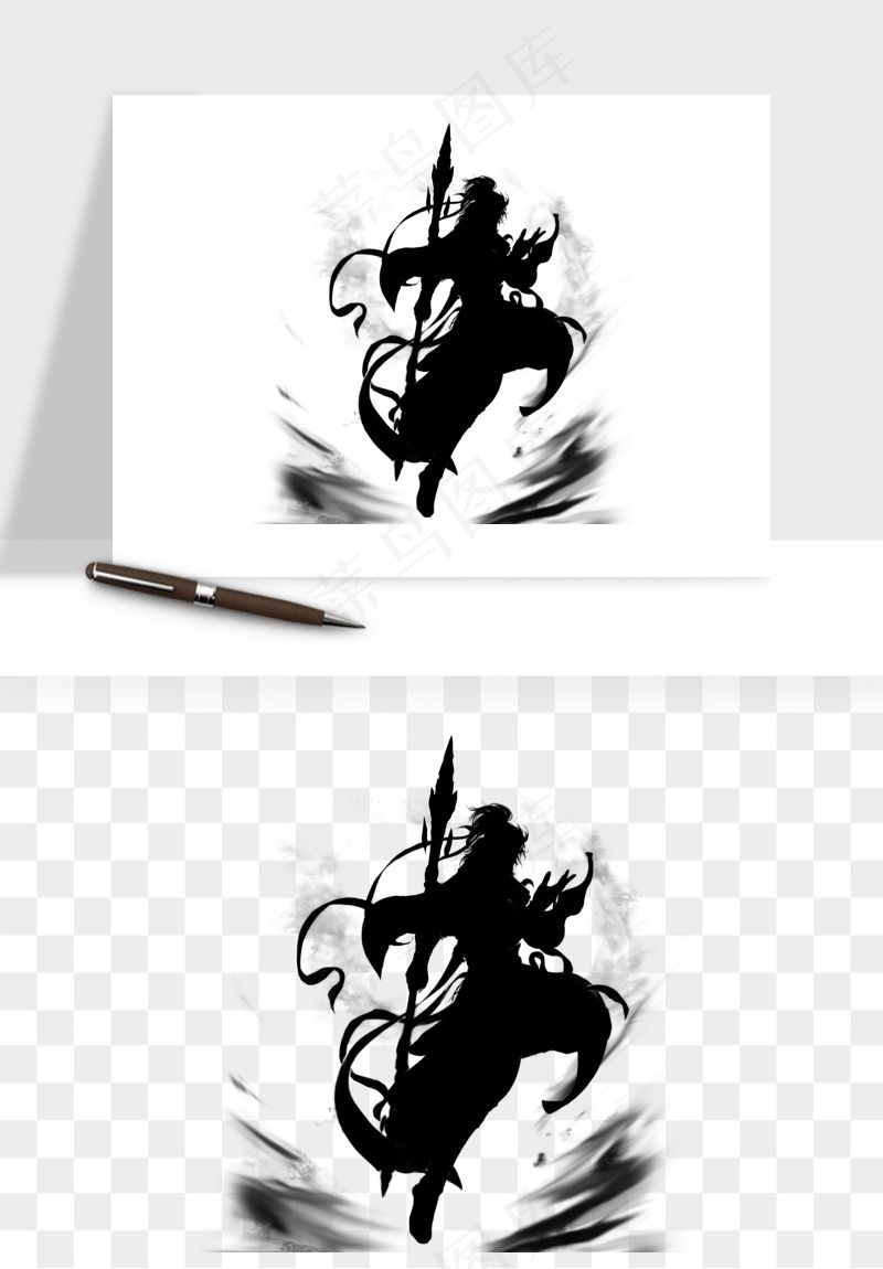 水墨江湖侠客武侠剪影png免抠