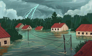 洪水自然灾害防洪预警摄影图