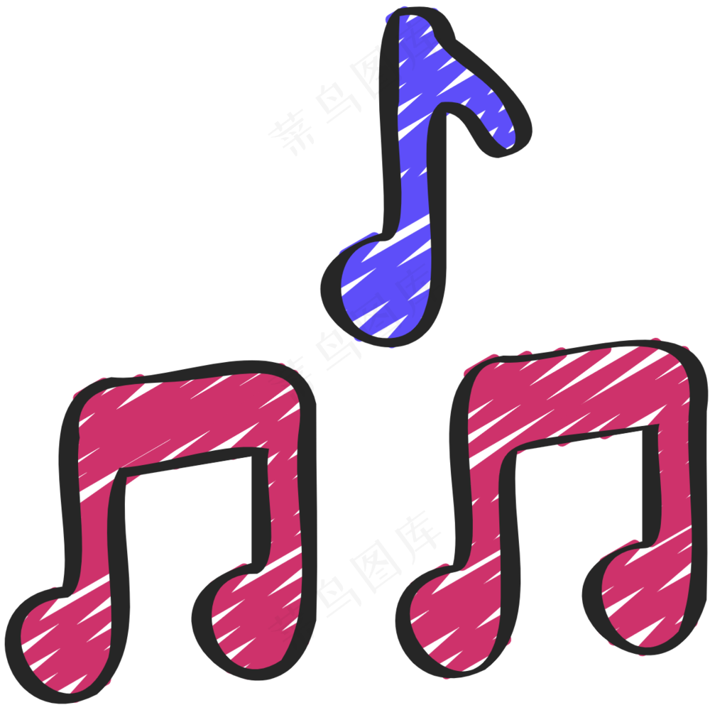 多个音符 铅笔手绘图标icon