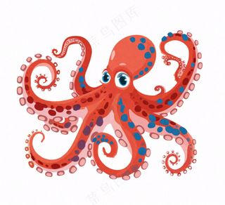 海洋动物章鱼墨鱼鱿鱼卡通插画免抠