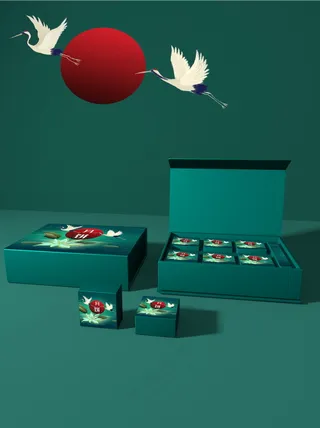 翡翠绿中秋节中式礼盒包装样机012