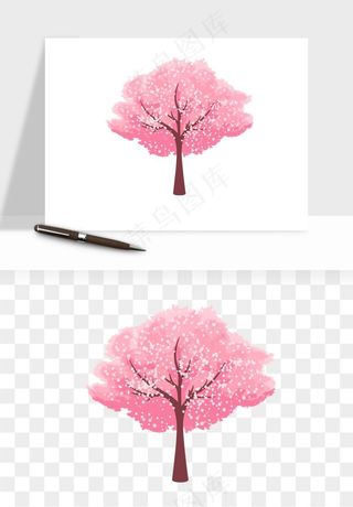 手绘浪漫花树桃花树png免抠