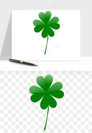 手绘四叶草幸运植物png免抠
