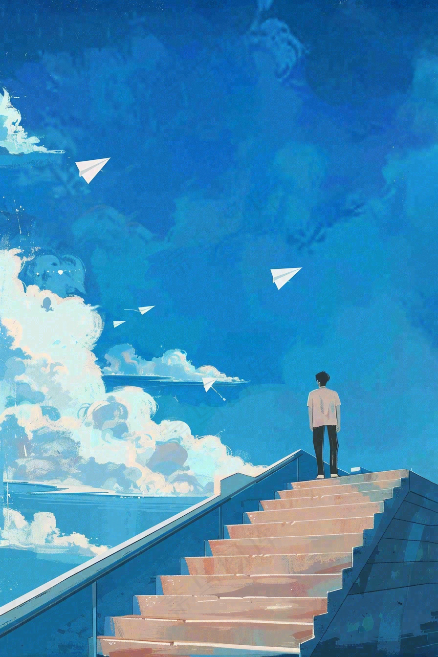 学生毕业季考试青春插画背景