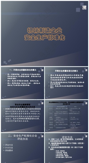 蓝黑色职场风安全生产标准化PPT