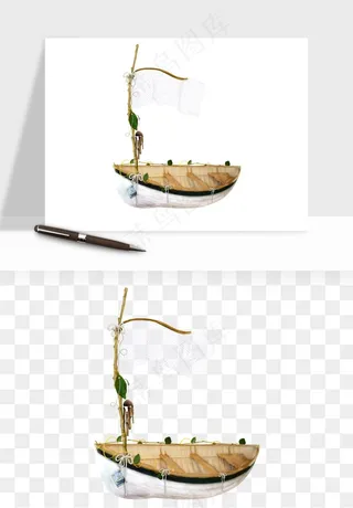 手绘航行帆船png免抠