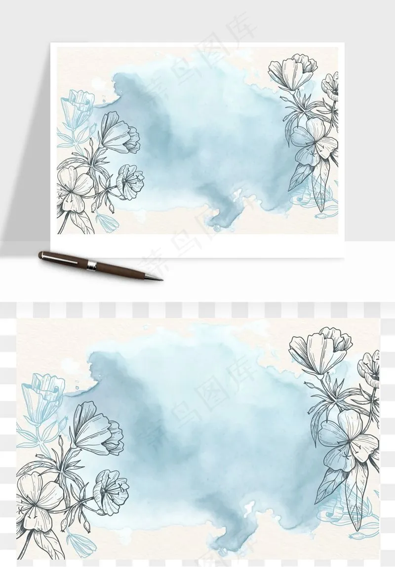 水彩花卉手绘矢量背景