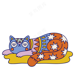 小猫咪 民族风装饰小元素