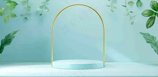 美妆护肤3d展台清新背景