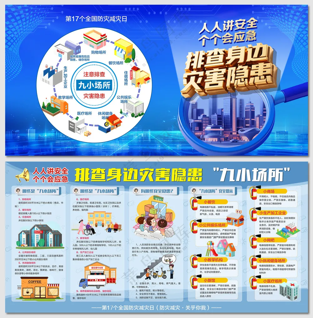 全国防灾减灾日九小场所消防展板