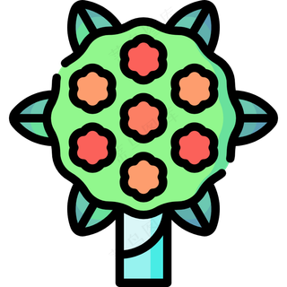 绿色手捧花花束 线性彩色花卉图标