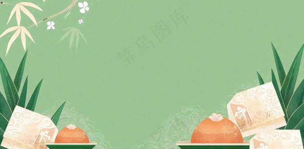 端午佳节竹子插画中国风绿色清雅静背景