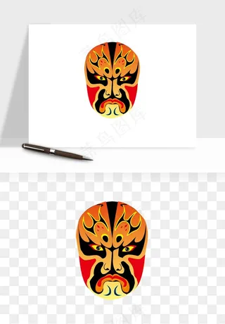 手绘戏剧脸谱卡通面具png免抠