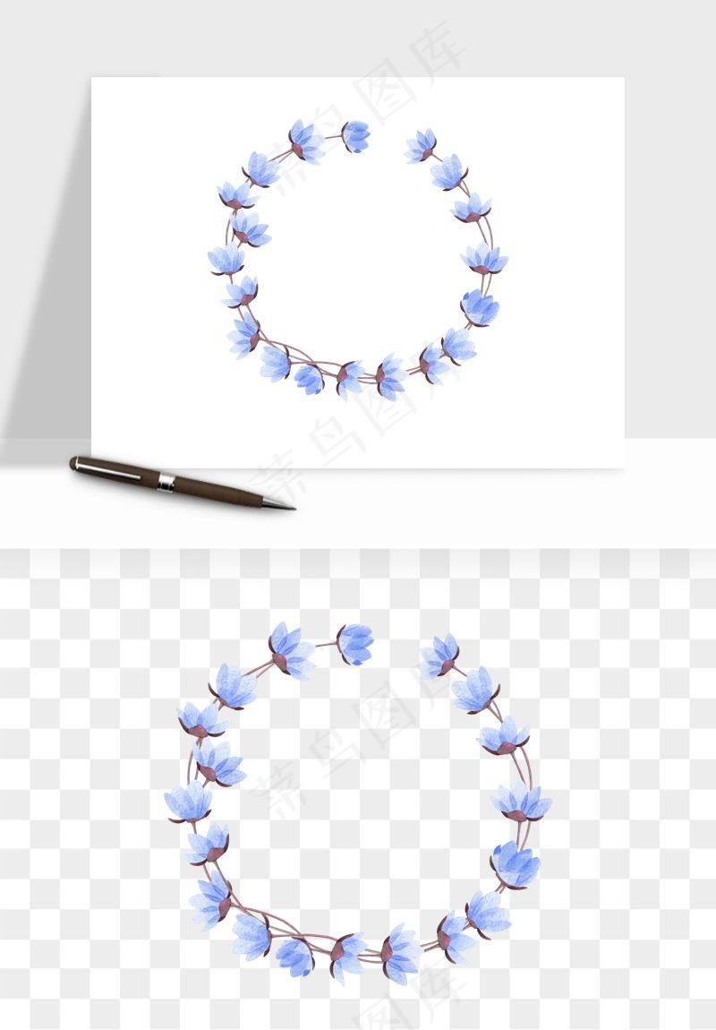 手绘花环边框浪漫png免抠