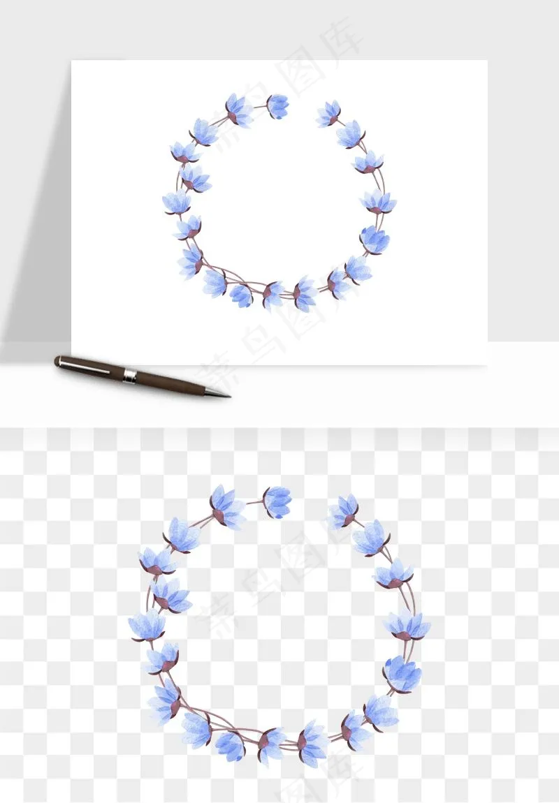 手绘花环边框浪漫png免抠