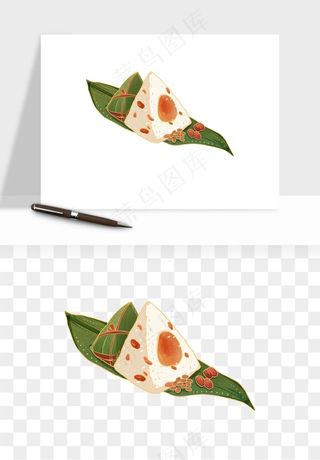 国潮粽子手绘肉粽png免抠