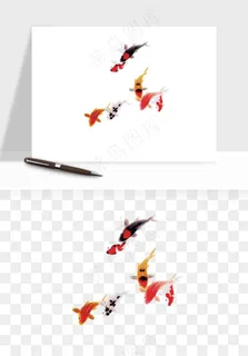 锦鲤鱼手绘水墨png免抠 锦鲤鱼手绘水墨png免抠
