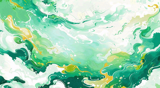 端午节水浪花绿色创意插画背景