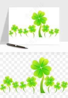 手绘四叶草幸运植物png免抠