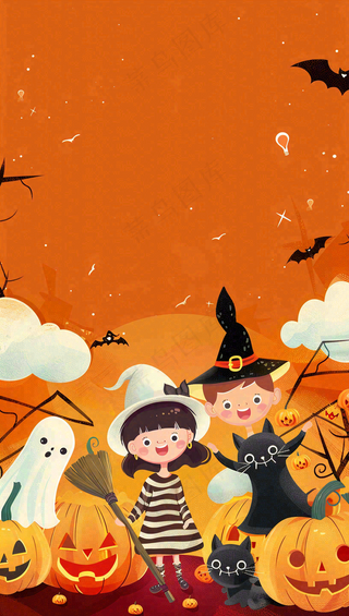 万圣节南瓜灯捣蛋恐怖背景